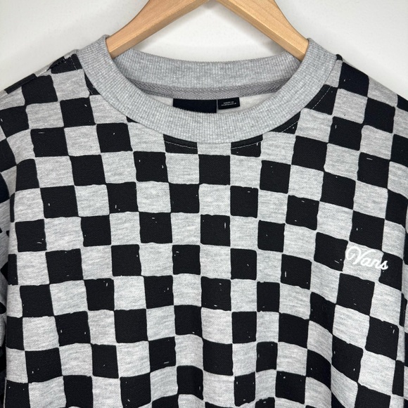 VANS Checkerboard Retro Crew Sweatshirt Women’s X Small Black & Gray NEW MOD Emo - Picture 3 of 6